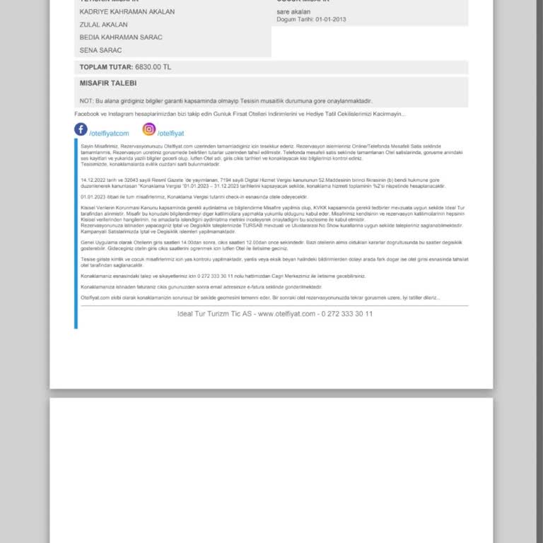 Otelfiyat.com (İdeal Tur) Yanıltıcı Havuz Bilgisiyle Hayal Kırıklığı