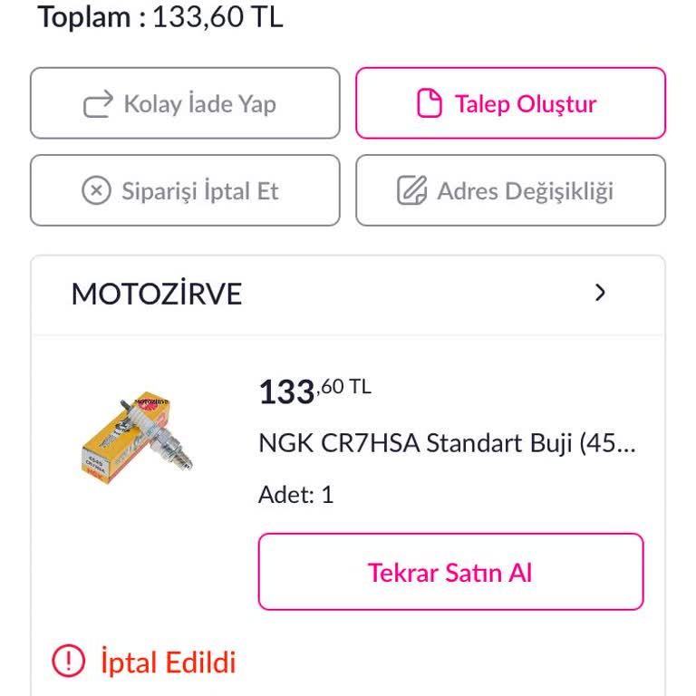 Pazarama Sebepsiz Sipariş İptali