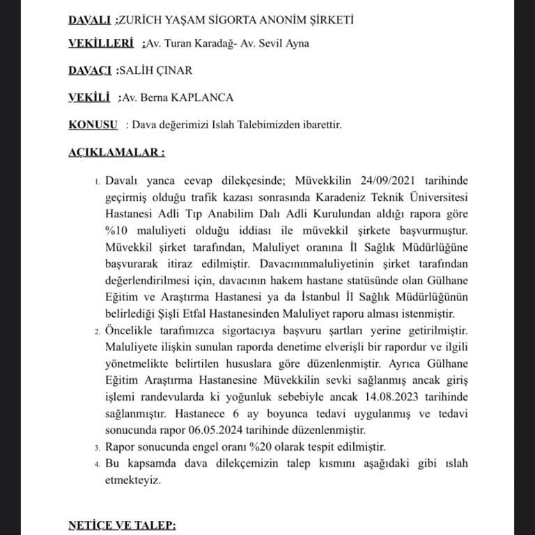 Zurich Sigorta Sigorta Ödemesi Ve Dava Süreci Problemleri