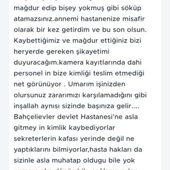 Bahçelievler Devlet Hastanesi Hasta Hakları Asla İşini Yapmıyor