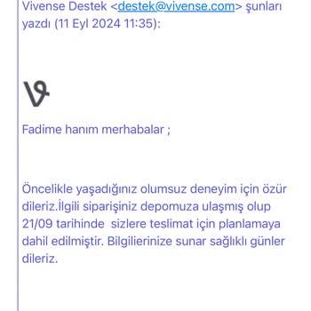Vivense'nin Müşteri Temsilcileri Yok. Muhatap Yok.