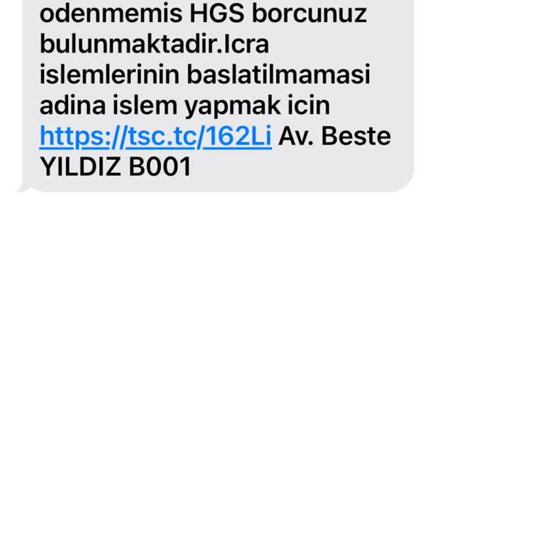 HGS Borç Haciz Mesajı
