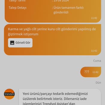 Trendyol Yanlış Ürün Gönderimi Ve Yetersiz Müşteri Hizmeti