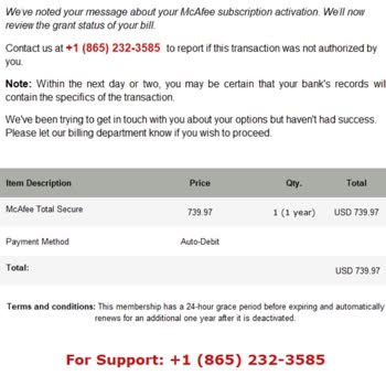 Mcafee Üyeliği Hakkında Yanıltıcı E-posta