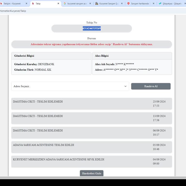 Kuryenet Denizbank Kartımın Teslim Edilmemesi Ve Yanıltıcı Bilgilendirme