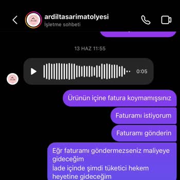 Ardil Tasarım Atölyesi Ürünün Değişim Olacağını Söylediler Para İadesi