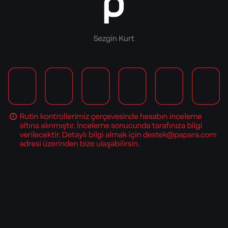 Papara Bilgi Verilmeden Rutin İnceleme Denemek Hesap Blokesi
