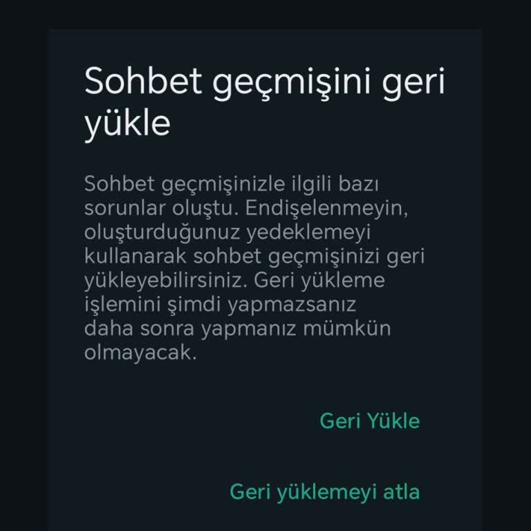 WhatsApp Sohbet Geçmişimi Siliyor/ Hata Veriyor.