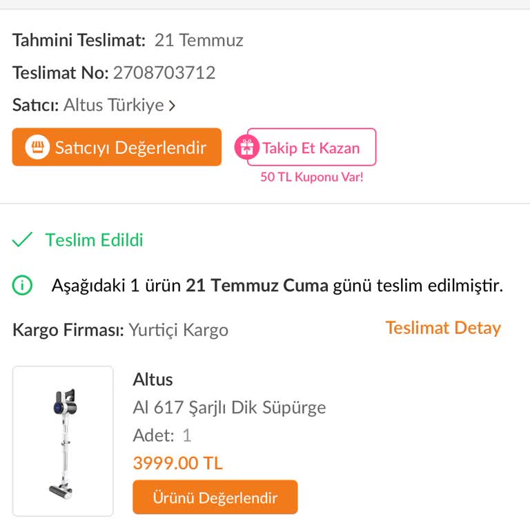 Altus Al617 Süpürge Garanti Hakkında
