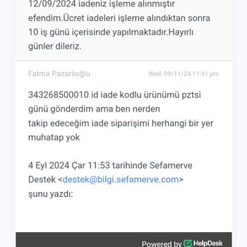 Sefamerve Ücret İadem Yapılmıyor