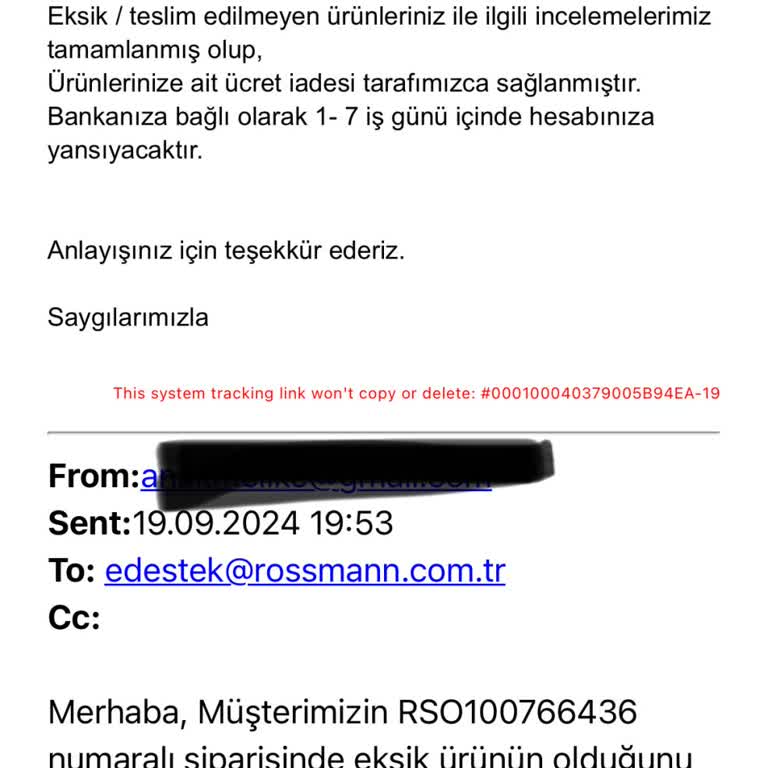 Rossmann Eksik Ürün Gönderdi