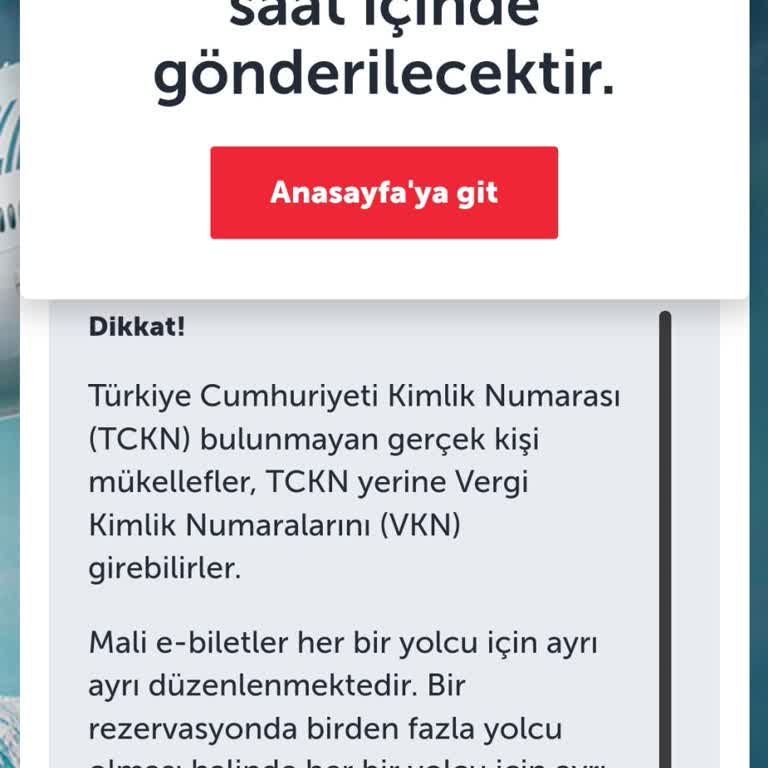 Türk Hava Yolları Malı E-bilet