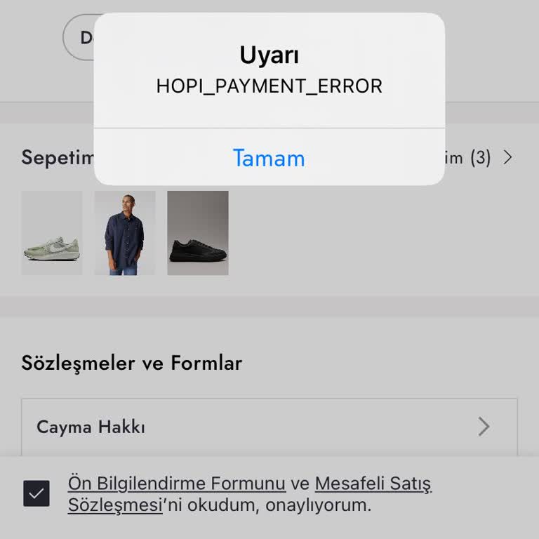Boyner.com Hopi Payment Hatası