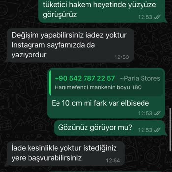 Parla Stores Paramı İade Etmiyor.