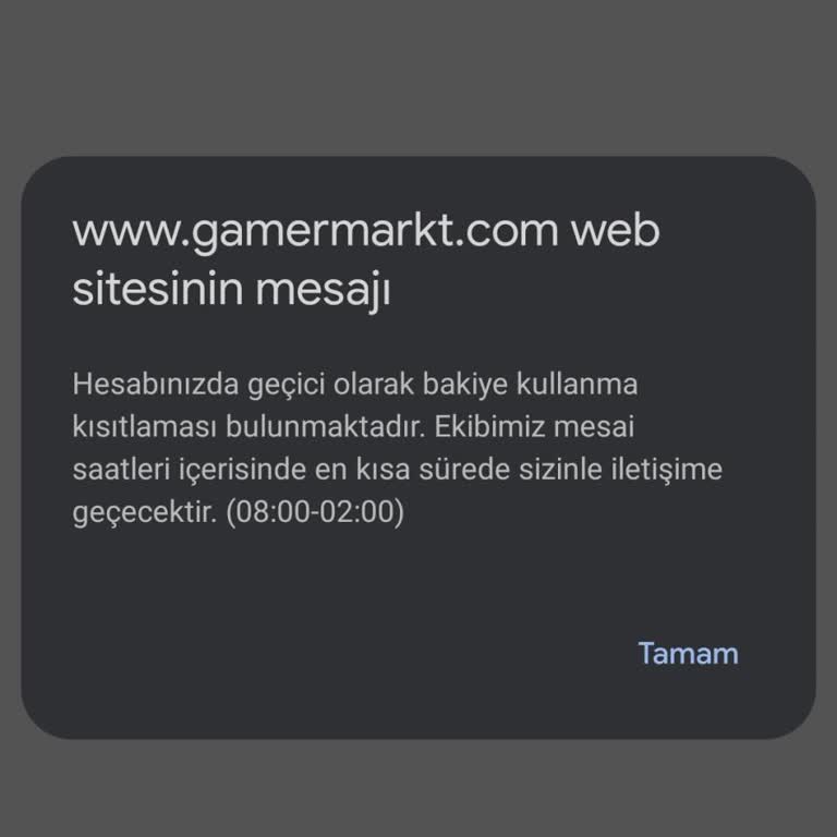 GamerMarkt Satış Ve Bakiye Kısıtlaması