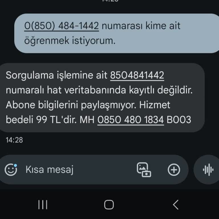 11834 Siteden Bilinmeyen Numara