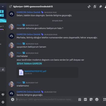 Modem Değişimi Hakkında Türk Telekom Gameon İlgilenmiyor.