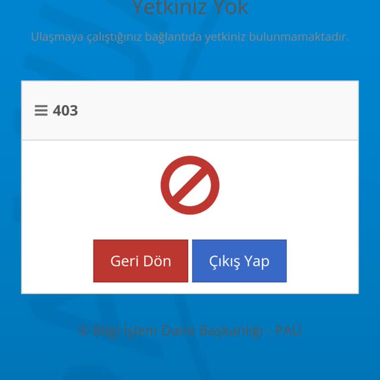 Pamukkale Üniversitesi PAÜ Pusula Yetkiniz Bulunmuyor 403 Hatası