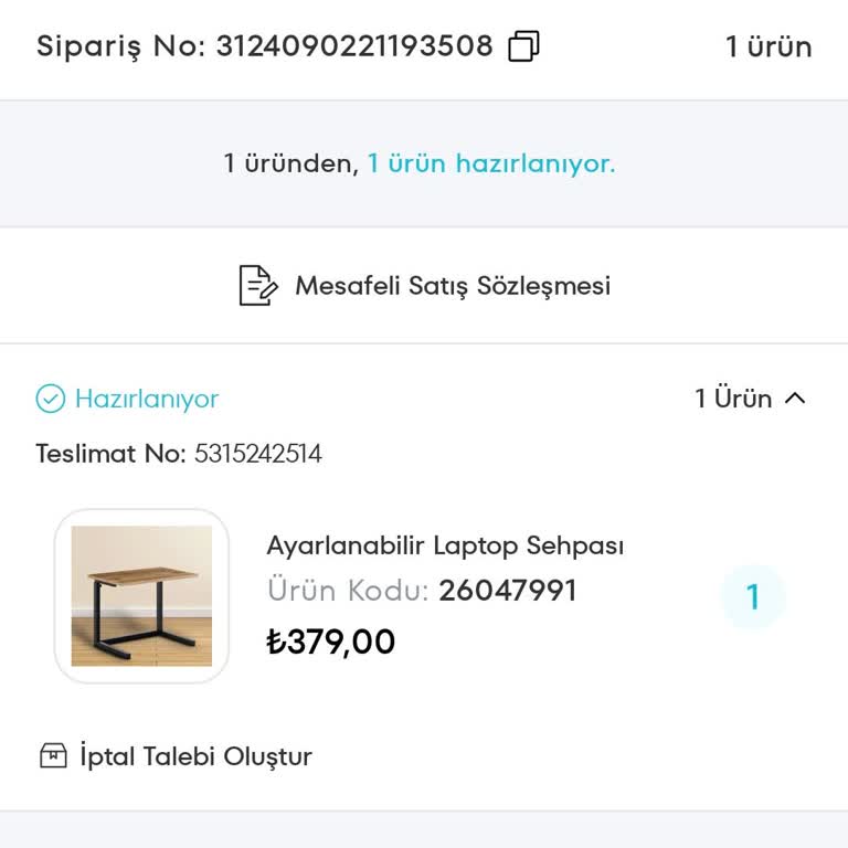 A101 3124090221193508 Numaralı Sipariş Süreci