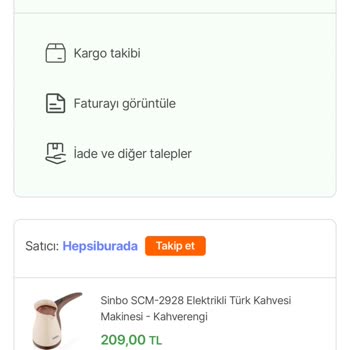 Hepsiburada Sinbo Kahve Makinesi Şikayeti