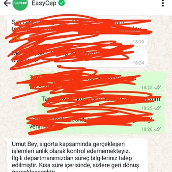 EasyCep Süreç Hakkında Bilgilendirme Yapmıyor