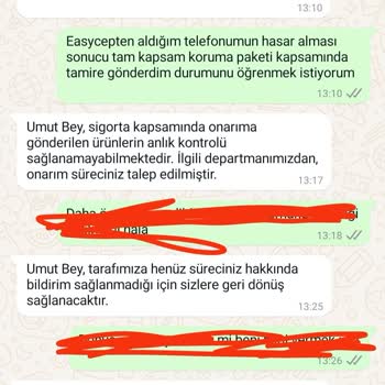 EasyCep Süreç Hakkında Bilgilendirme Yapmıyor