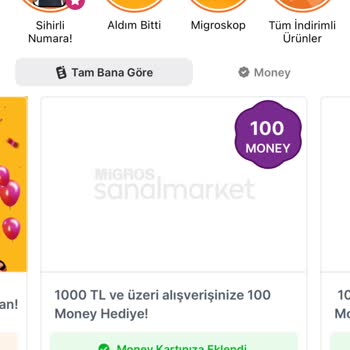 Migros 100 Money Yüklemedi