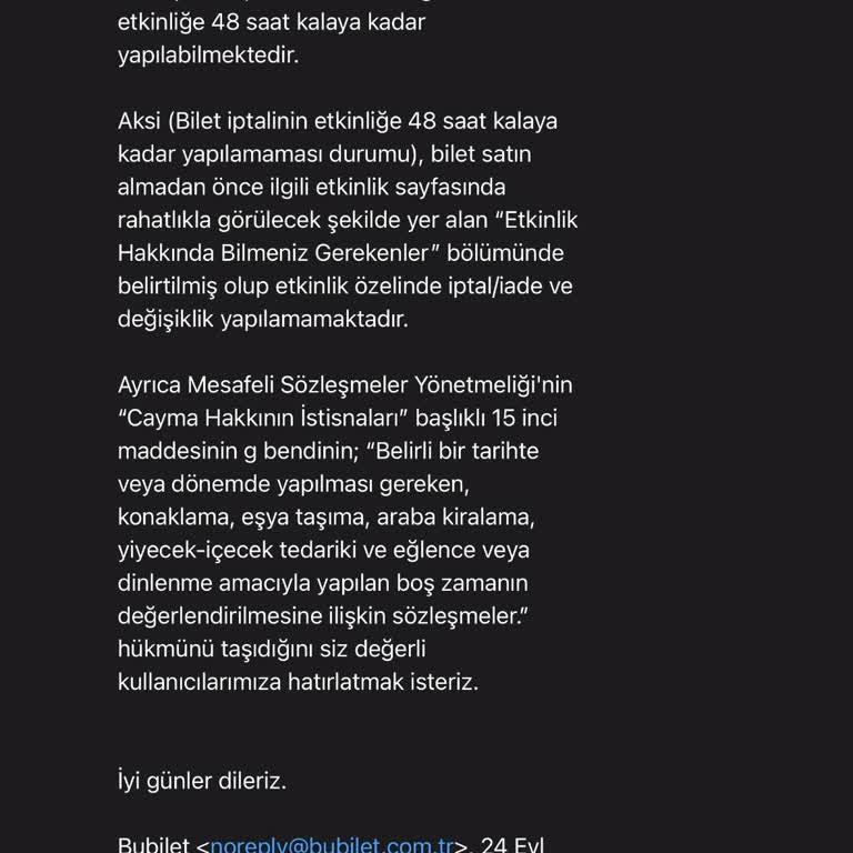 "bubilet" 4 Gün Önceden İptal Ve İade Yapmıyor