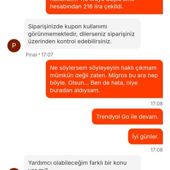 Migros Yemek Kupon Ödemeden Düşmedi