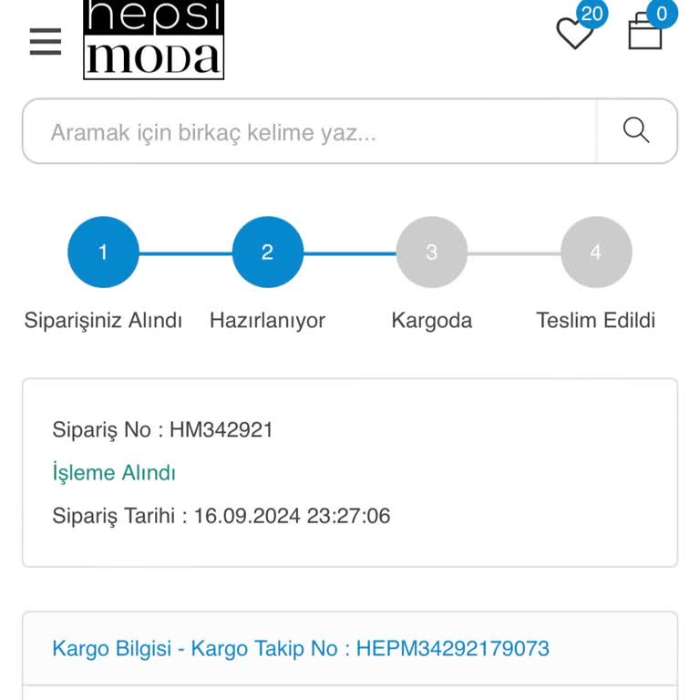 Hepsi Moda Sipariş Kargoya Verilmedi! İade Oluşturulmuyor!