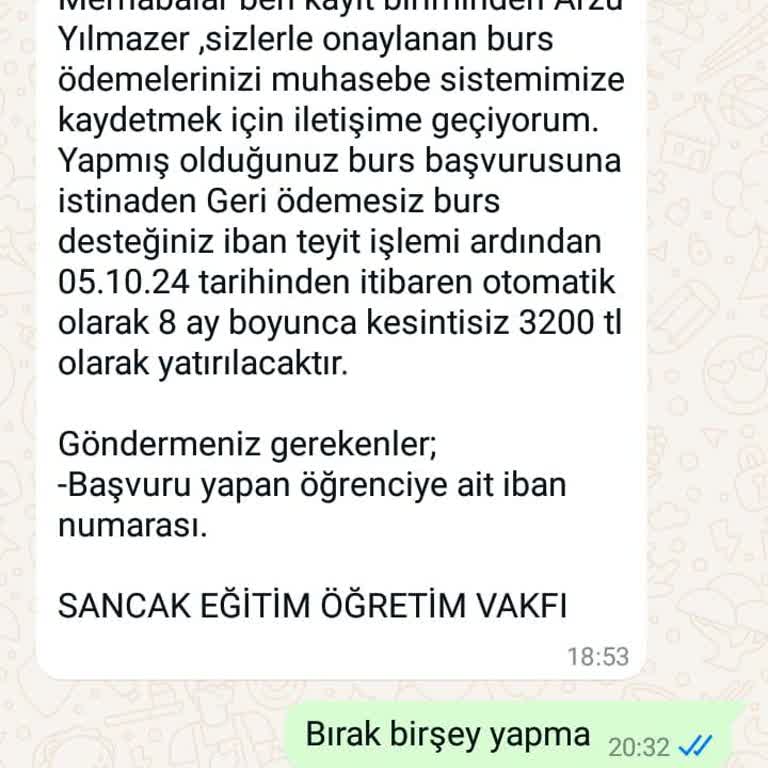 Burs Vaadiyle Dolandırıcılık Sancak Eğitim Öğretim Vakfı (burs) Sancak Özel Eğitim Vakfı