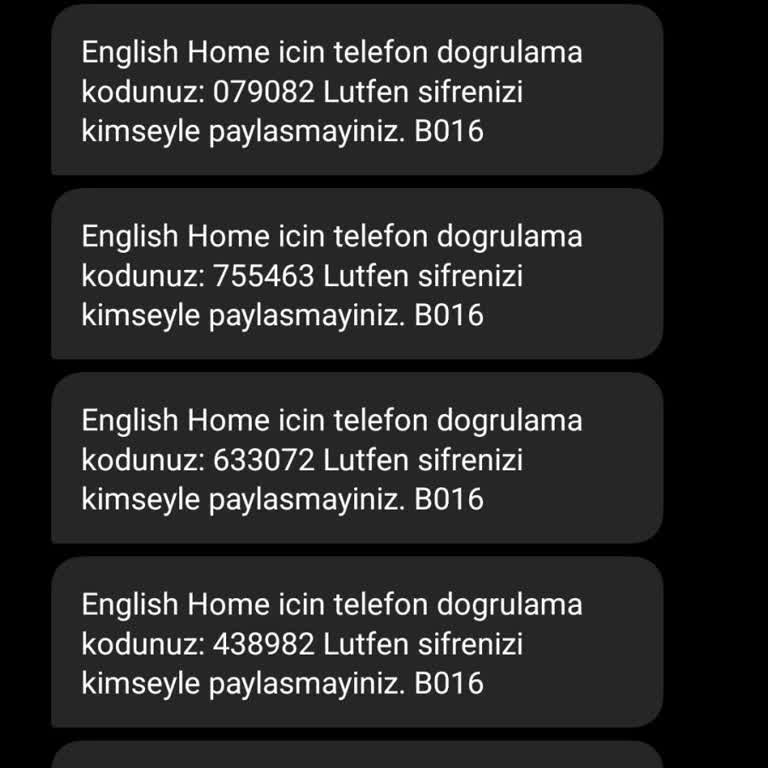 English Home Doğrulama Kodu Şikayeti