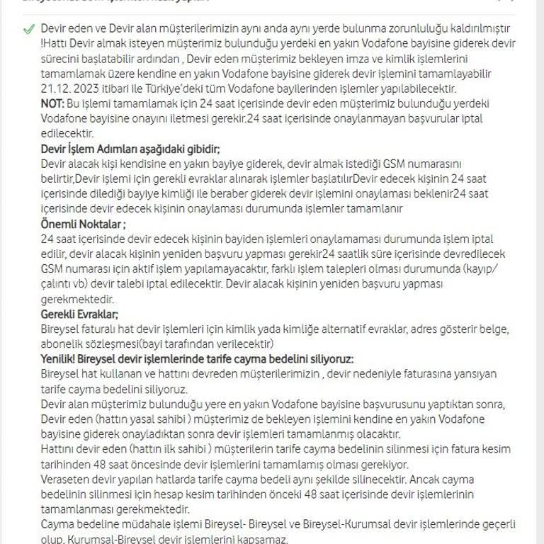 Vodafone Bayisinde Devir İşleminde Haksız Cayma Bedeli Sorunu
