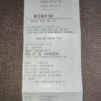 Nautica Markasından Kusurlu Ürün Şikayeti
