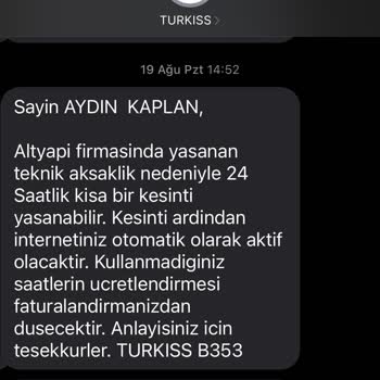 Turkıss Düzgün Hizmet Vermiyor Hem De Haksız Faturalandırma Yapıyor.