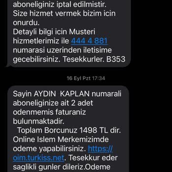 Turkıss Düzgün Hizmet Vermiyor Hem De Haksız Faturalandırma Yapıyor.