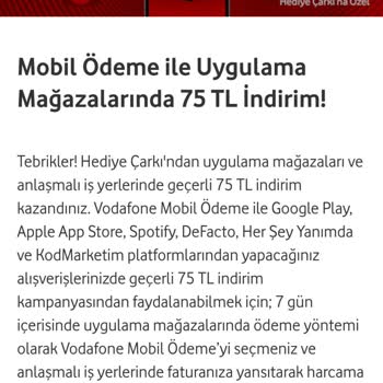 Vodafone Her Şey Yanımda Hediye Çarkı İade Olmayan Mobil Ödeme Kampanyası