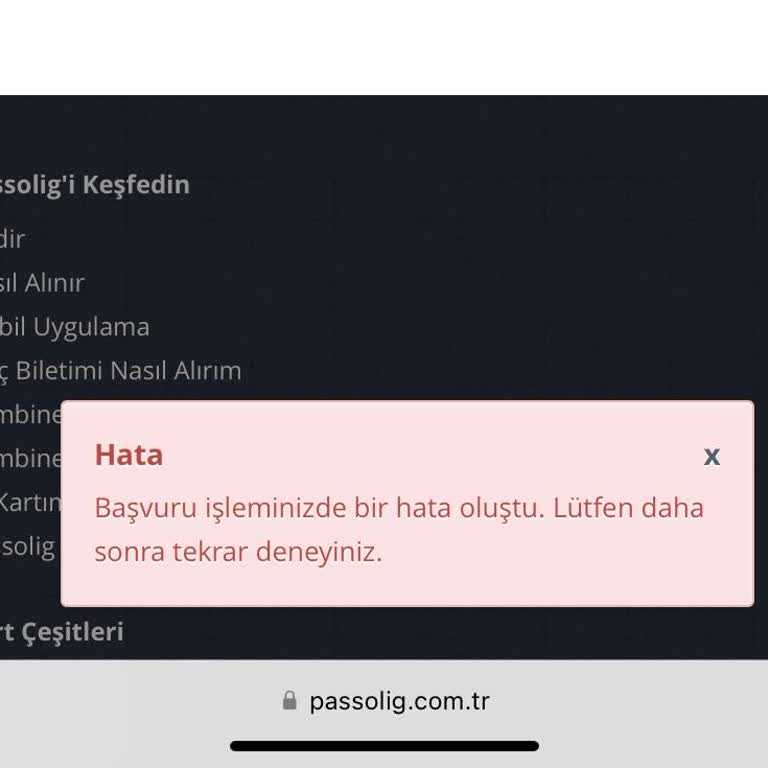Passolig Başvurusu Yapamıyorum, Hata Veriyor.