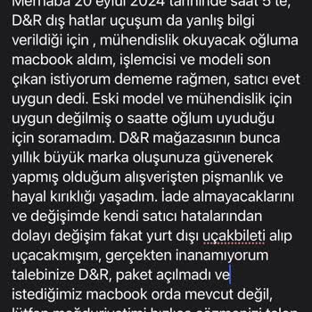 D&R Mağazasından İade Sorunu
