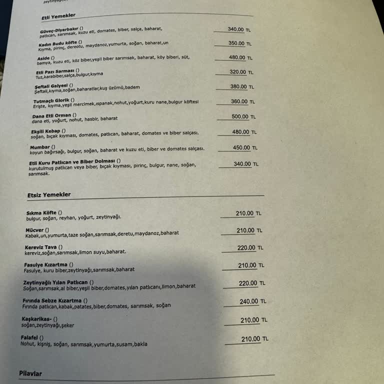 Çiya Yüksek Fiyatlar Ve Küçük Porsiyonlar