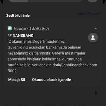 QNB Finansbank Tarafıma Dönüş Yapılması