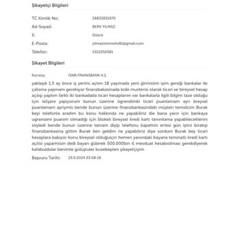 QNB Finansbank Şube Personelinin Lakayıtsızlığı