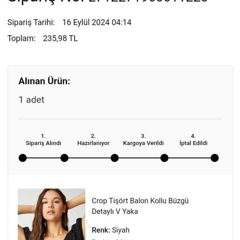 Koton Online Siparişimi İptal Etti