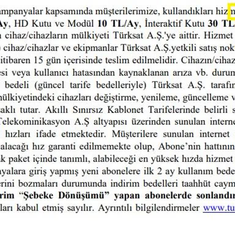 TÜRKSAT Kablo Net Zorunlu Modem Kiralama