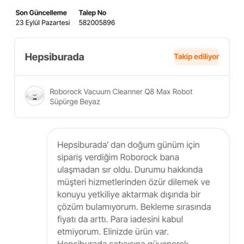 Hepsiburada Siparişim Transfer Sırasında Sırasında Sistemde Takıldı.