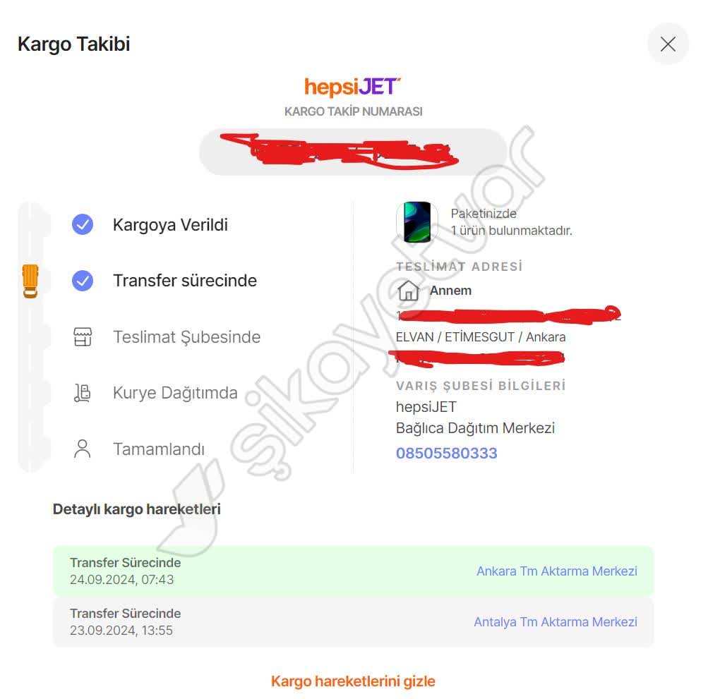 Hepsijet Ankara TM Aktarma Merkezi Sorumsuzluğu - Şikayetvar