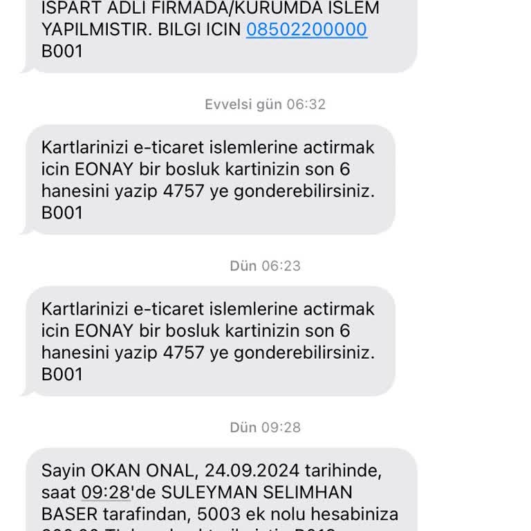 Ziraat Bankası'ndan Sürekli Gelen E-Ticaret Mesajları