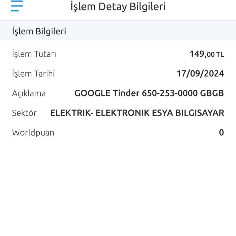 Tinder Para Çekme İşlemi