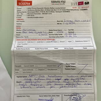 Schafer Defolu Çaydanlık Ve Yetersiz Servis Hizmeti