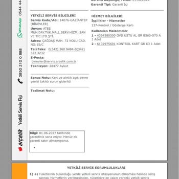 Arçelik Derin Dondurucu Sürekli Buzlanma Sorunu ve Değişim Talebi